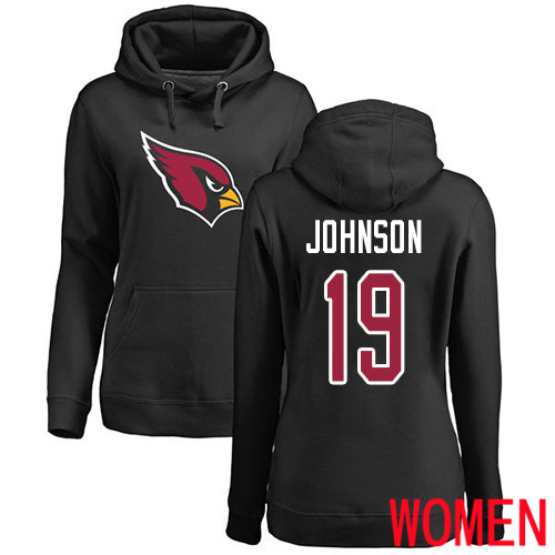 Arizona Cardinals Black Women KeeSean Johnson Name And Number Logo NFL Football #19 Pullover Hoodie Sweatshirts->nfl t-shirts->Sports Accessory